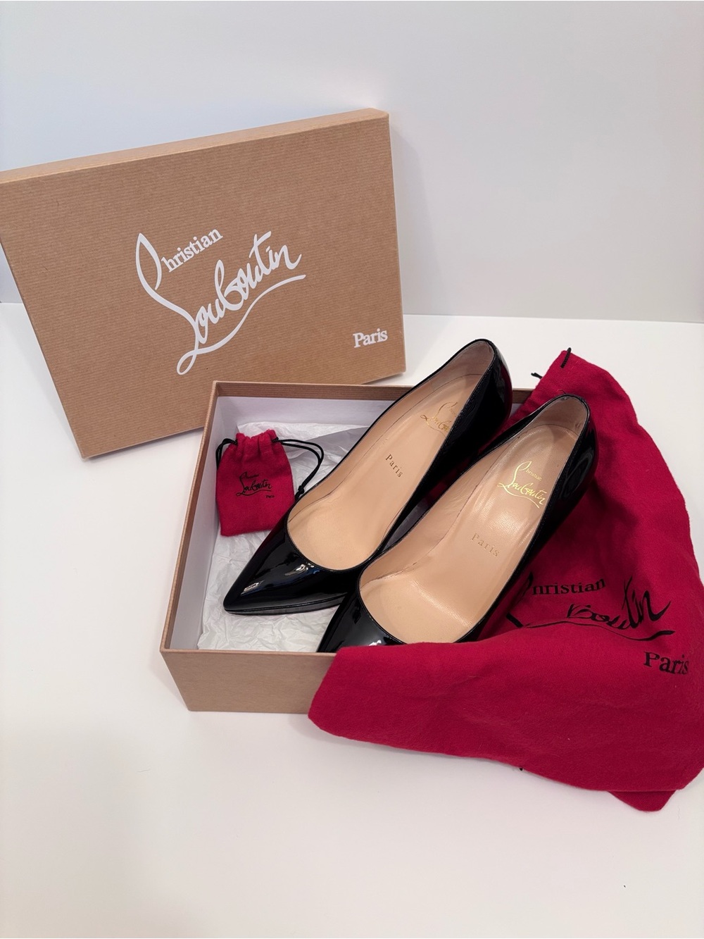 Christian Louboutin Black Patent Pigalle Plato Pumps 100
